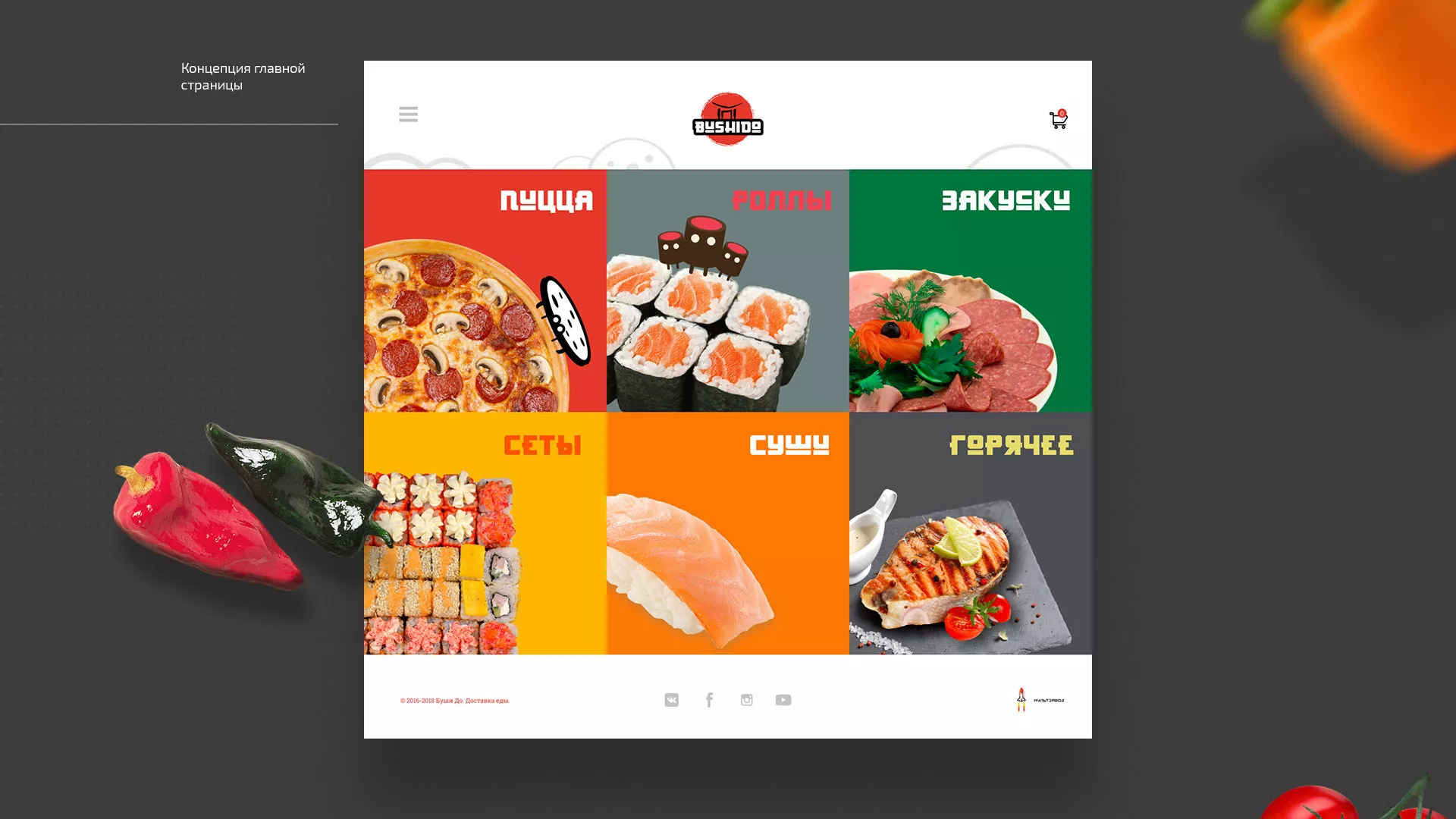Разработка сайта для пиццерии «BUSHIDO» в Долинске