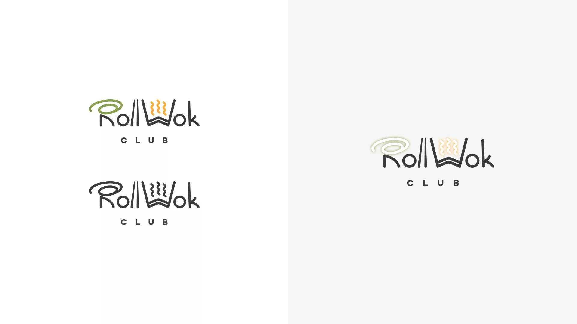 Разработка логотипа и фирменного стиля суши-бара «Roll Wok Club» в Долинске