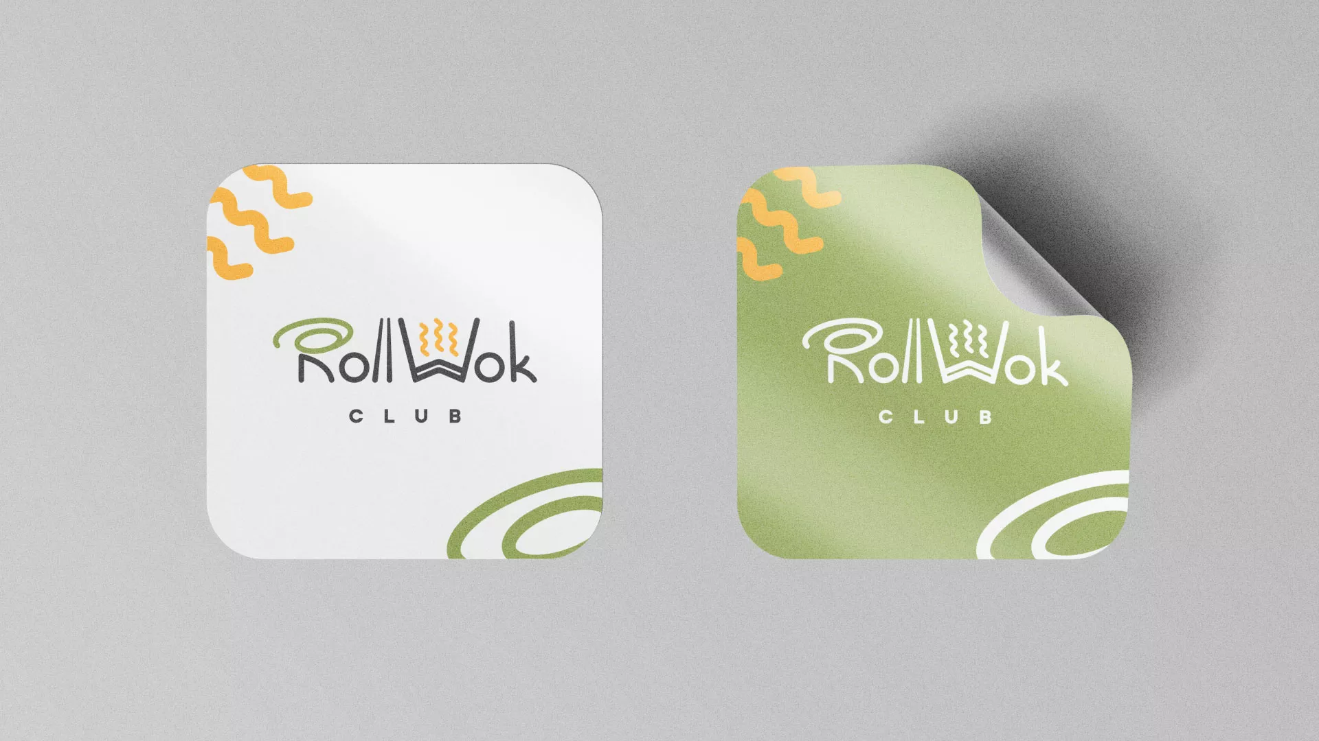 Разработка логотипа и фирменного стиля суши-бара «Roll Wok Club» в Долинске